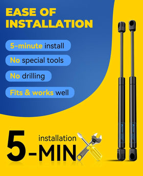ARANA struts next to ruler illustrating 17.13" extended and 10.83" compressed accurate sizing