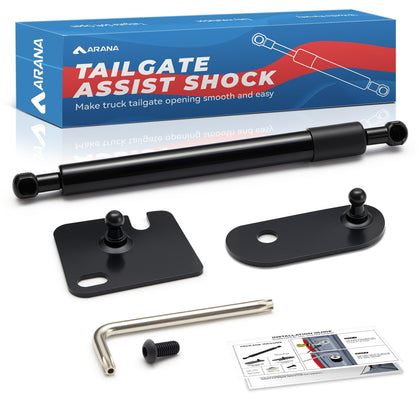 ARANA front packaging showing complete tailgate assist kit and benefit of easy install