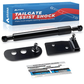 ARANA packaging for tailgate assist showing kit contents and benefit of tidy installation