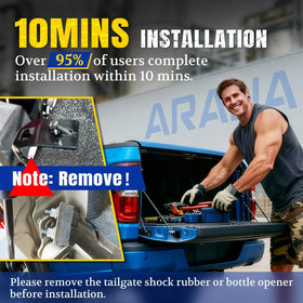 ARANA tailgate in slow open action showing controlled, safe descent