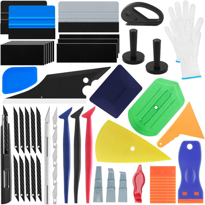 Arayker front packaging of full car wrap tool kit showing all components and organized layout benefit
