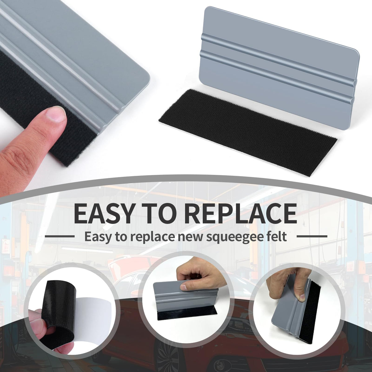 Arayker squeegee next to credit card showing 6-inch scale for faster coverage