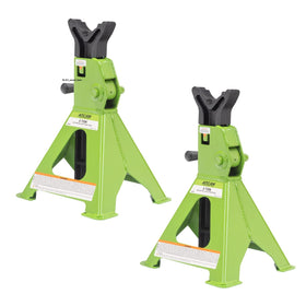 ARCAN jack stands front view showing pair and heavy-duty steel support benefit
