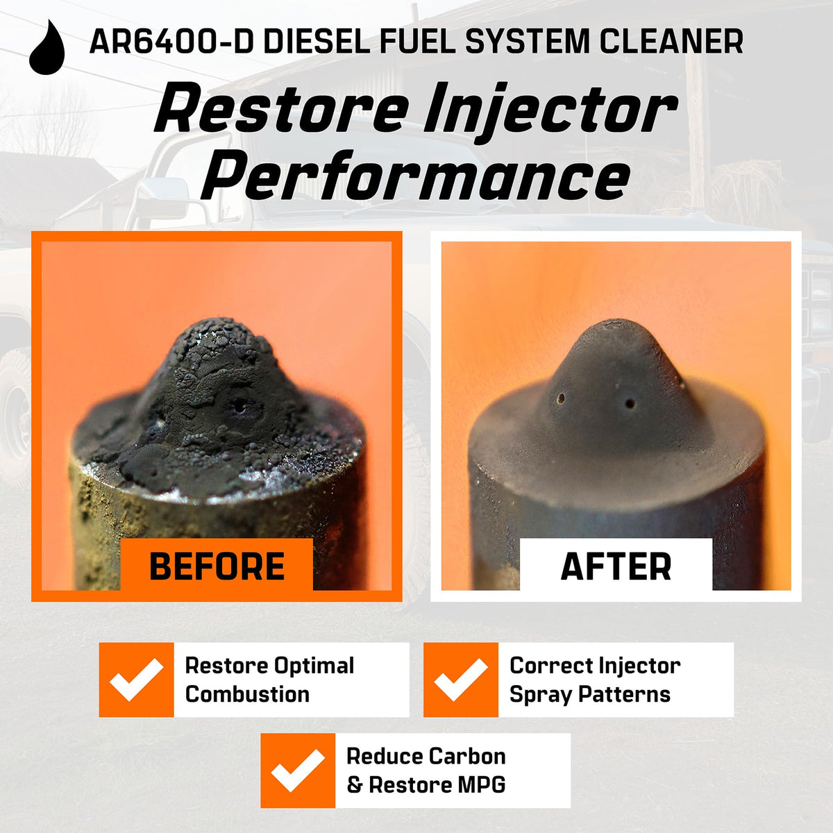 Archoil being poured into fuel tank demonstrating easy single-bottle use