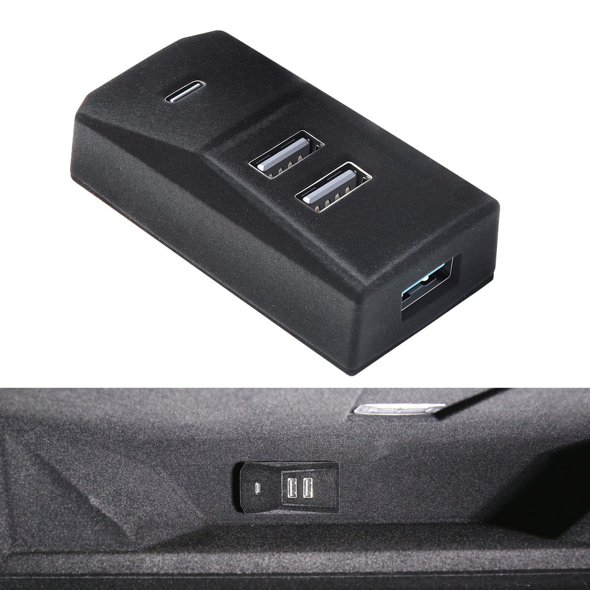 Arcoche front docking station showing four USB ports and OEM fit benefit