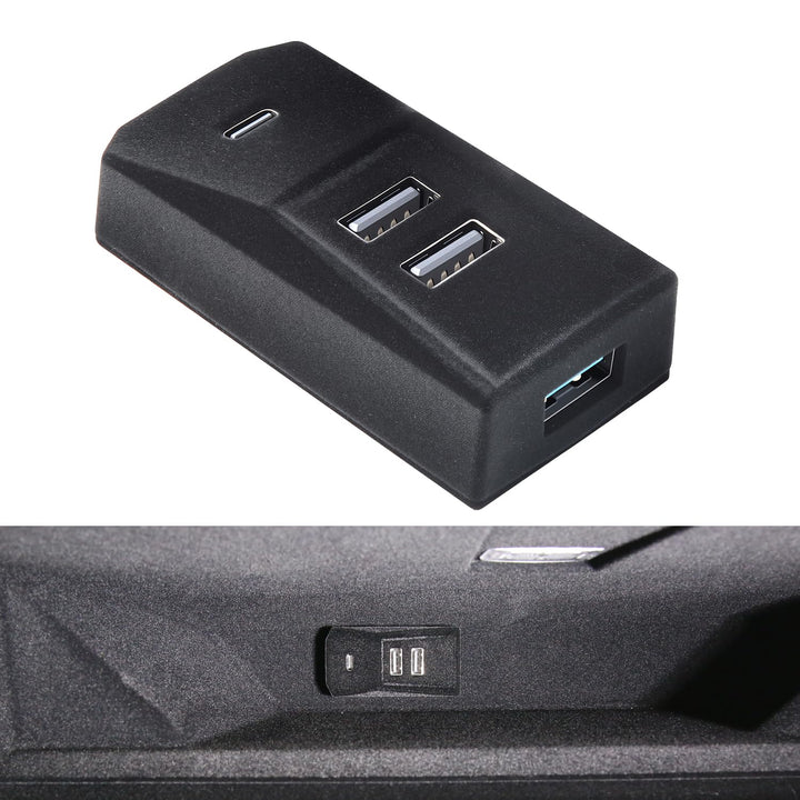 Arcoche front docking station showing four USB ports and OEM fit benefit