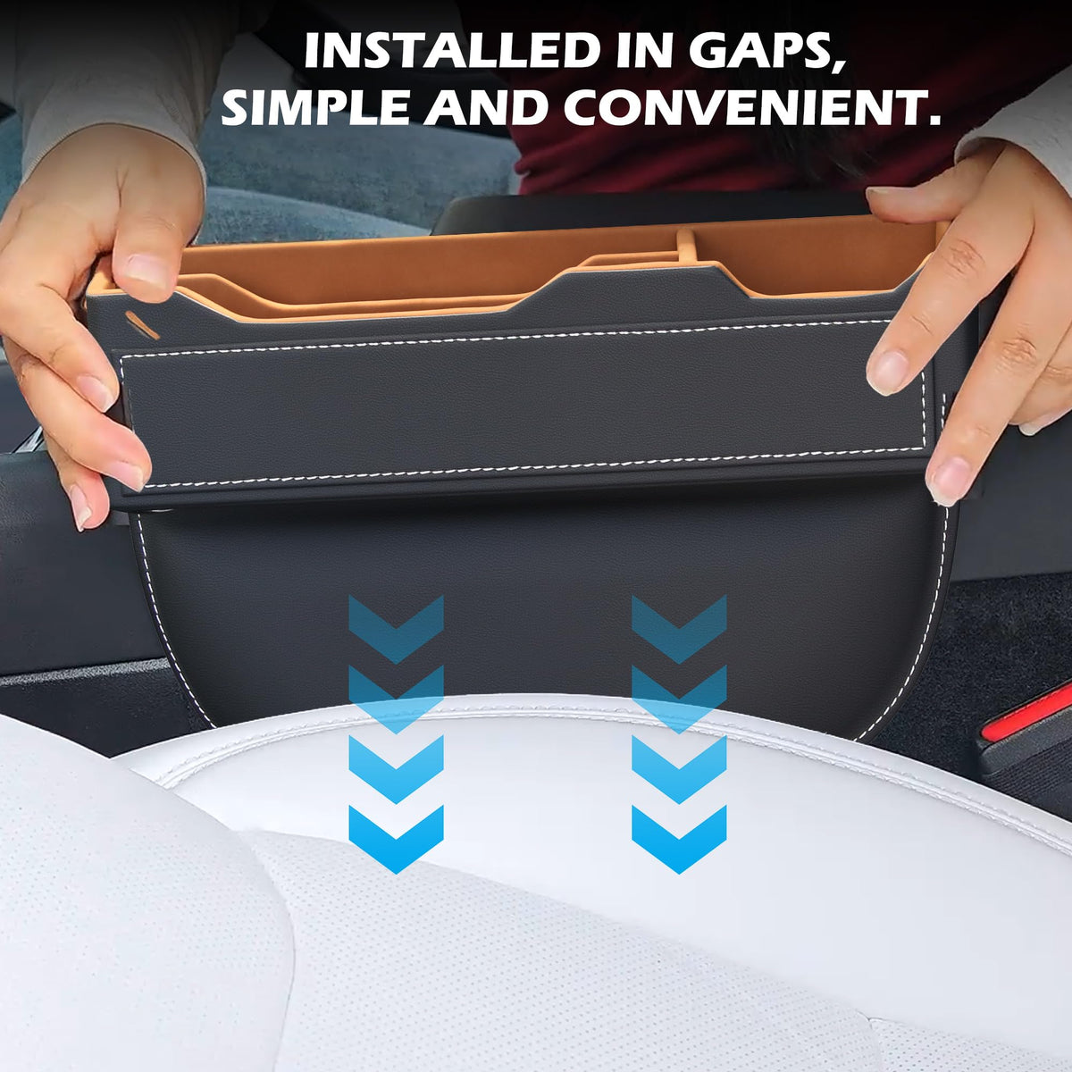 Arcoche installed between seat and console keeping phone and keys accessible benefit