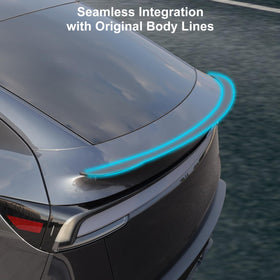 Arcoche spoiler on Model Y Juniper driving shot showing elevated road stability