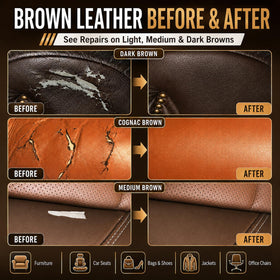 ARCSSAI application tools laid out for easy step-by-step brown leather repair
