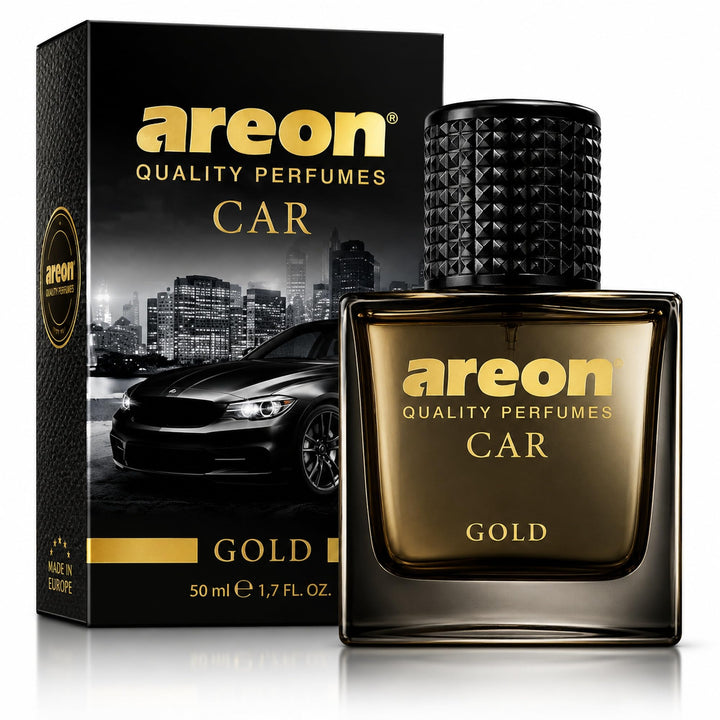AREON glass bottle front view showing elegant design and premium finish