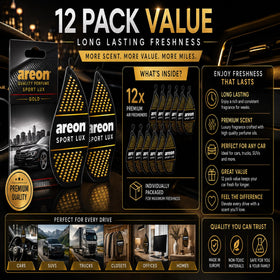 AREON SL-Gold on dashboard lifestyle shot illustrating decorative scent accessory benefit