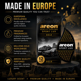 AREON SL-Gold pack opened layout displaying all twelve cards ready for multi-space use