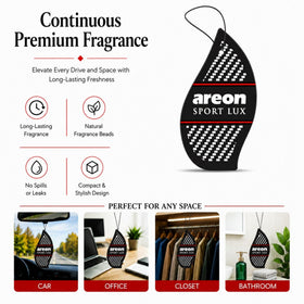 AREON string and paper detail highlighting easy-hang design and convenience benefit