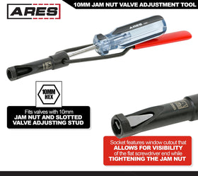 ARES closeup of 7.5 inch handle for better leverage and easier jam nut loosening