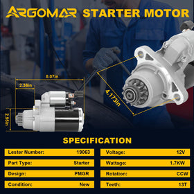 Argomar starter pinion gear close-up highlighting 13-tooth gear for correct engagement