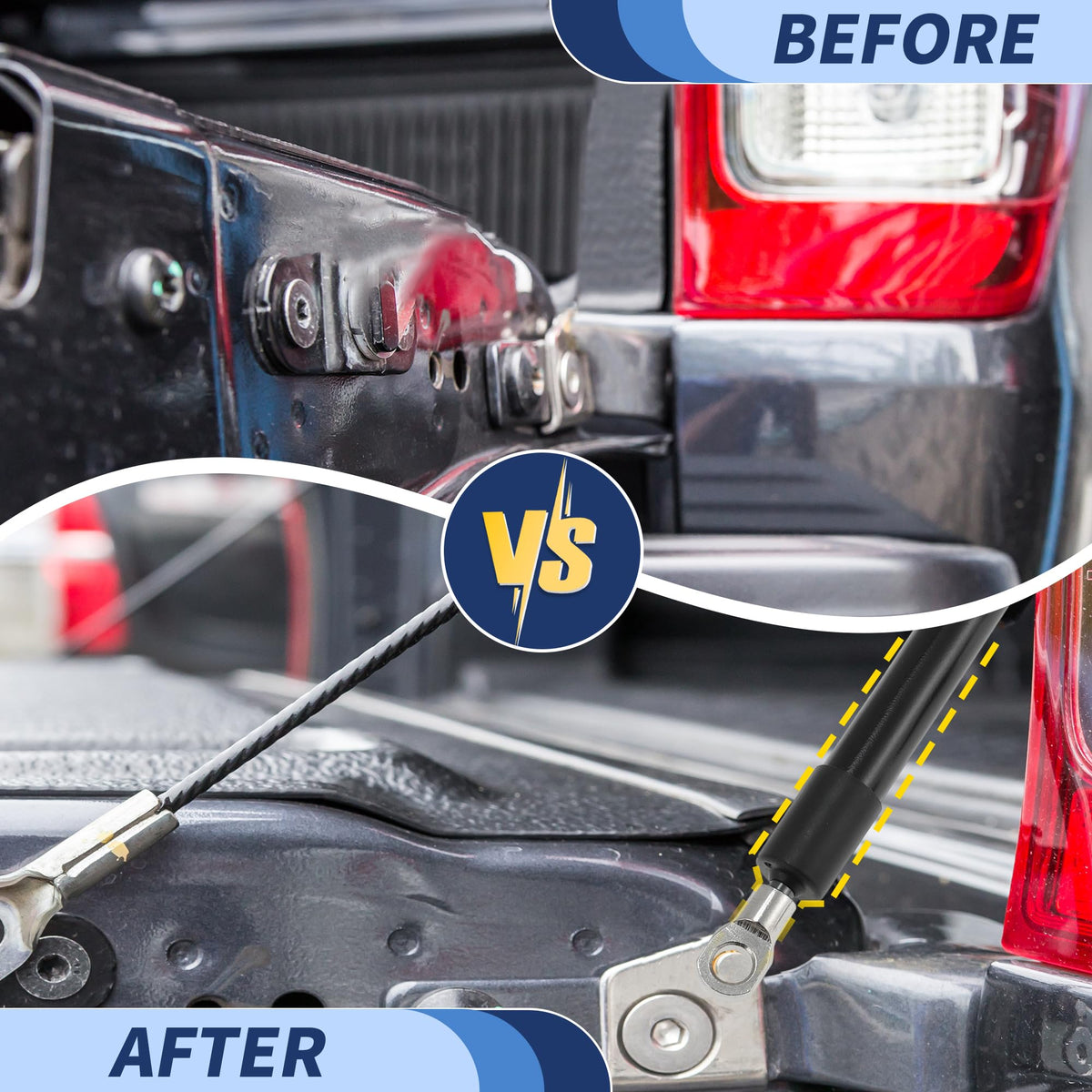 ARISELIFT installed on Tacoma side showing smooth controlled tailgate motion