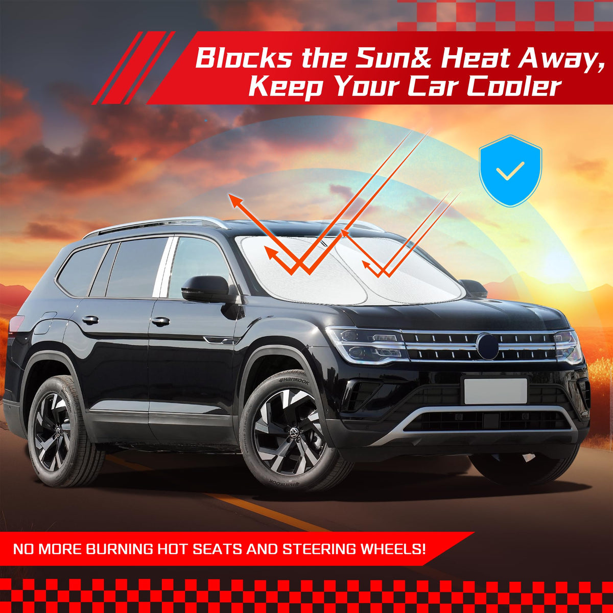 ARISMOTOR in parked Atlas Cross Sport outdoors, shields interior from heat