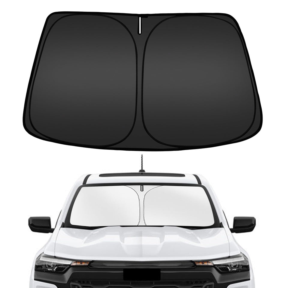 ARISMOTOR front view installed on Chevy Colorado windshield shows full coverage benefit