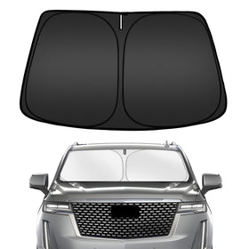 ARISMOTOR front installed on Escalade showing full windshield coverage and sun protection