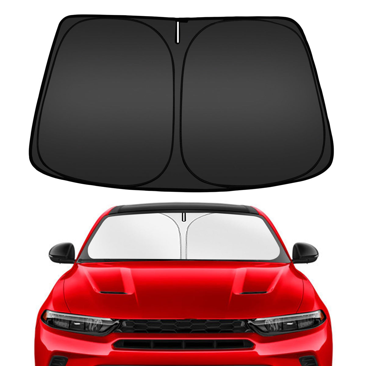 ARISMOTOR front view showing custom-fit shade for Dodge Hornet protecting interior