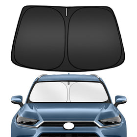 ARISMOTOR front view of sun shade packaging showing fit for Grand Highlander, protects interior