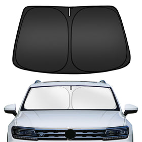 ARISMOTOR front view of Tiguan sun shade showing fit and protection