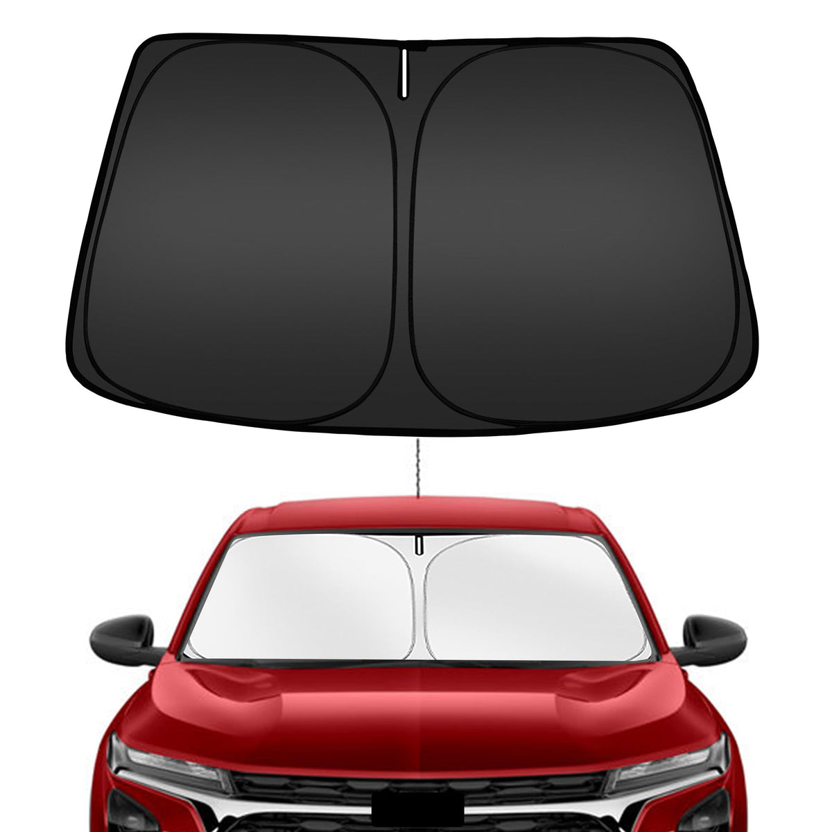 ARISMOTOR front view of fitted shade on Chevy Trax showing full coverage benefit