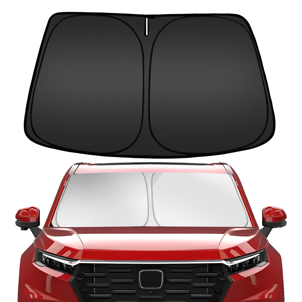 ARISMOTOR front view installed on CRV windshield showing precise fit and sun protection