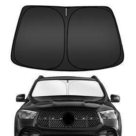 ARISMOTOR front view of GLE windshield shade shows full coverage and clean fit