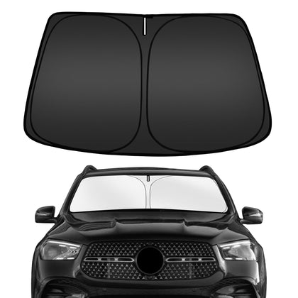 ARISMOTOR front view of GLE windshield shade shows full coverage and clean fit