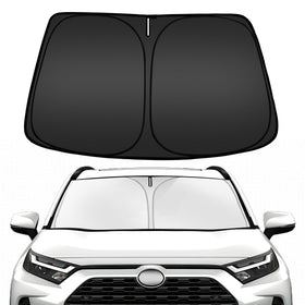 ARISMOTOR front view of shade showing perfect RAV4 windshield fit and full coverage benefit