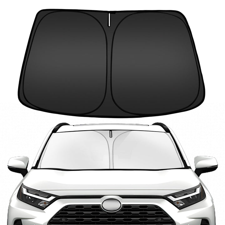 ARISMOTOR front view of shade showing perfect RAV4 windshield fit and full coverage benefit