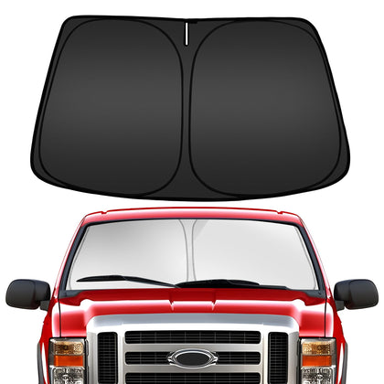 ARISMOTOR front view of shade showing full windshield coverage and sun protection
