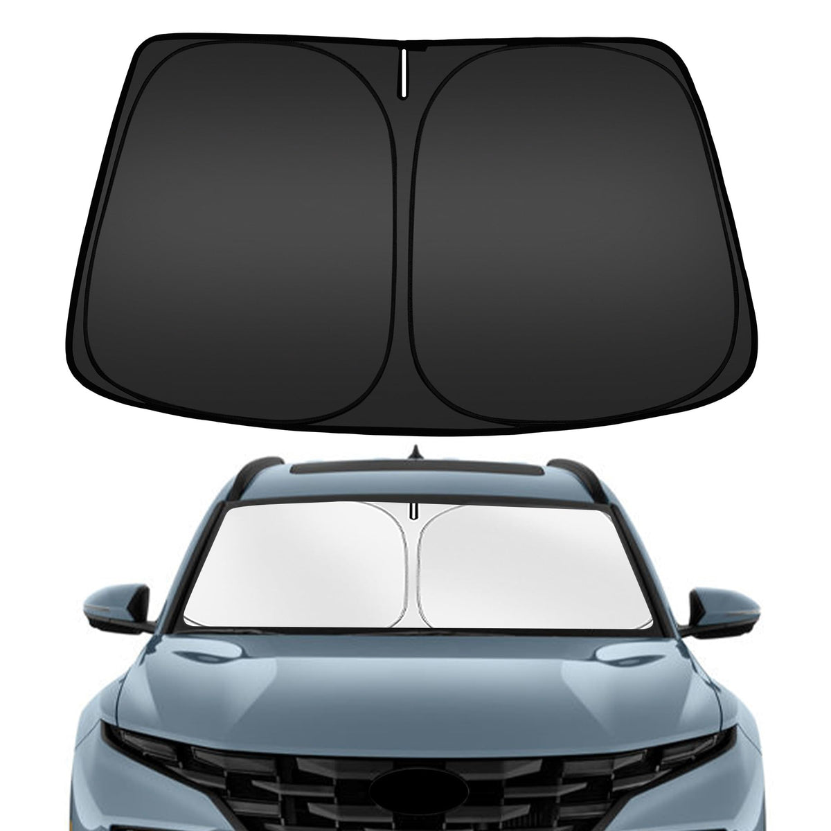 ARISMOTOR front view showing full windshield coverage and quick protection