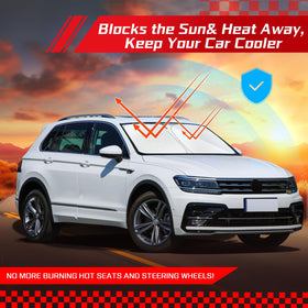 ARISMOTOR lifestyle shot of parked Tiguan using shade for interior protection