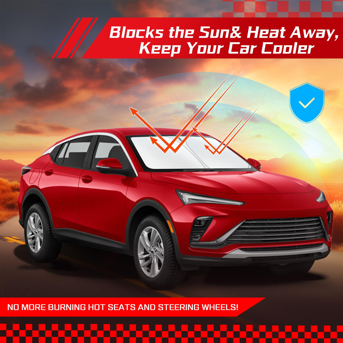 ARISMOTOR lifestyle parked car with shade keeping cabin cooler