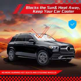 ARISMOTOR lifestyle shot with parked GLE illustrating sun protection benefit