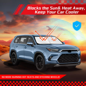 ARISMOTOR shade in parking lot scene blocking sun, keeps car interior cooler benefit