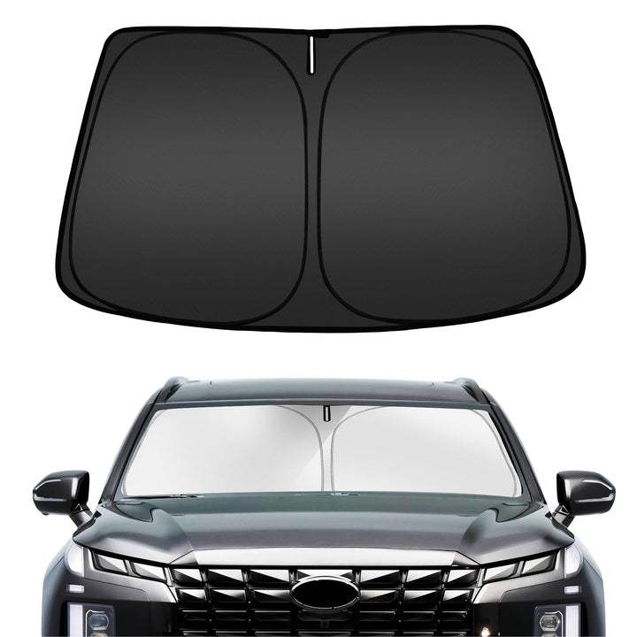 ARISMOTOR front view on Palisade windshield showing full coverage and protection