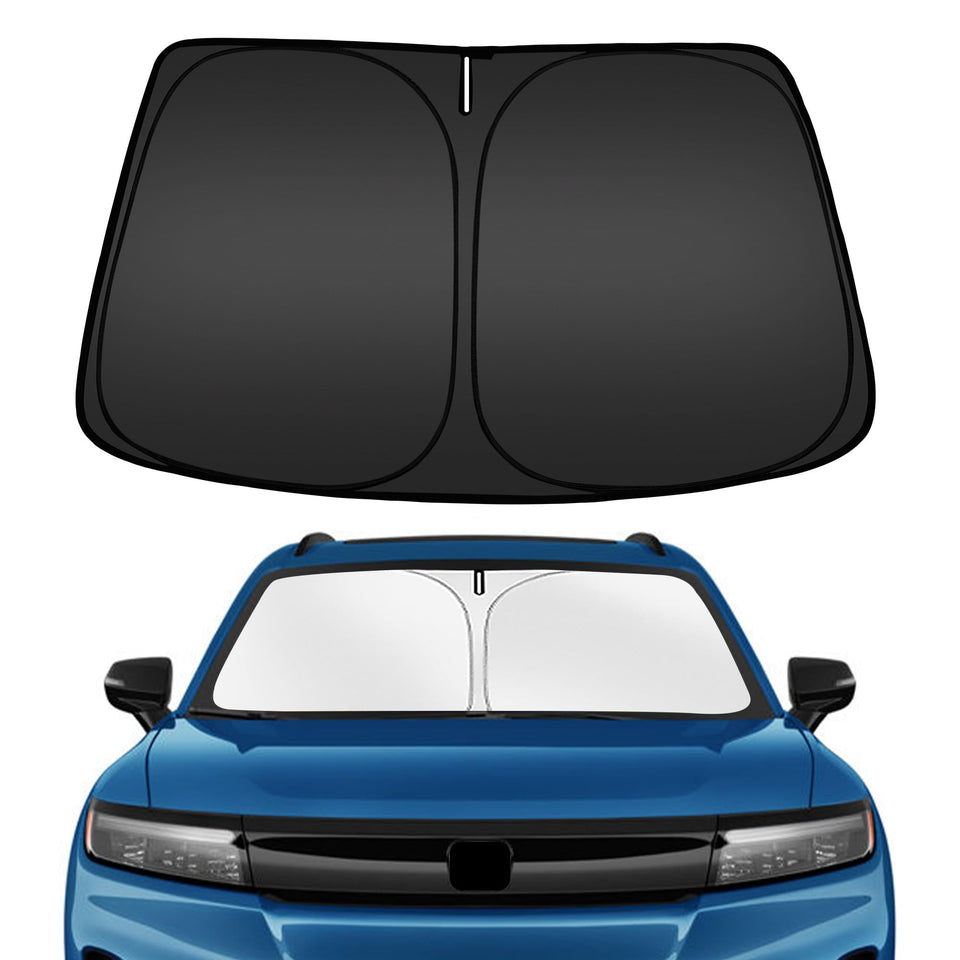 ARISMOTOR front view showing custom-fit shape and branding, protecting windshield
