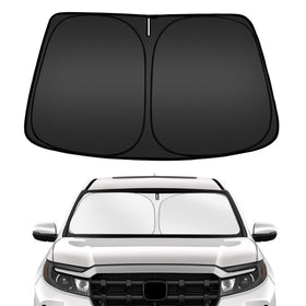 ARISMOTOR front view installed on Ridgeline showing full windshield coverage and heat reduction