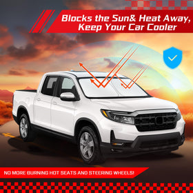 ARISMOTOR lifestyle shot with Ridgeline parked outdoors highlighting sun protection benefit
