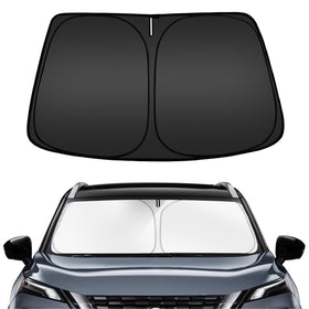 ARISMOTOR front packaging showing custom-fit Nissan Rogue sun shade and compact bag for convenience