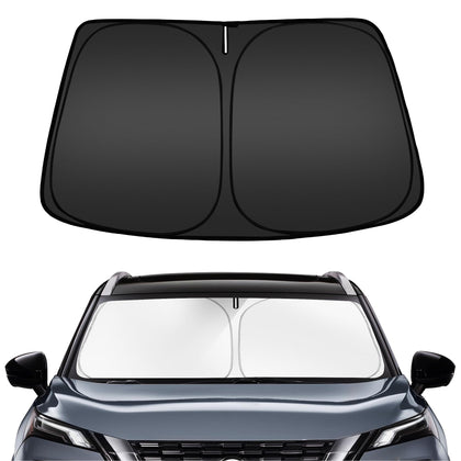 ARISMOTOR front packaging showing custom-fit Nissan Rogue sun shade and compact bag for convenience