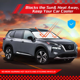 ARISMOTOR lifestyle image of Nissan Rogue parked with shade in place protecting interior from sun