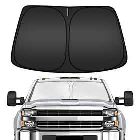 ARISMOTOR sun shade front view showing full windshield coverage and sleek fit