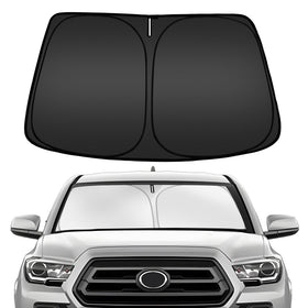ARISMOTOR front view of shade showing full windshield coverage and heat protection