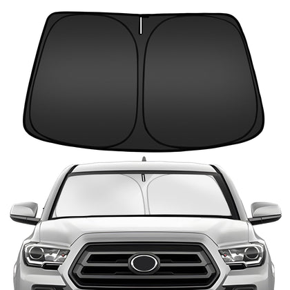 ARISMOTOR front view of shade showing full windshield coverage and heat protection