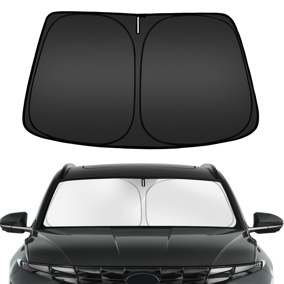 ARISMOTOR front view of shade laid flat showing full coverage benefit