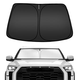 ARISMOTOR sun shade front view showing full windshield coverage and neat fit